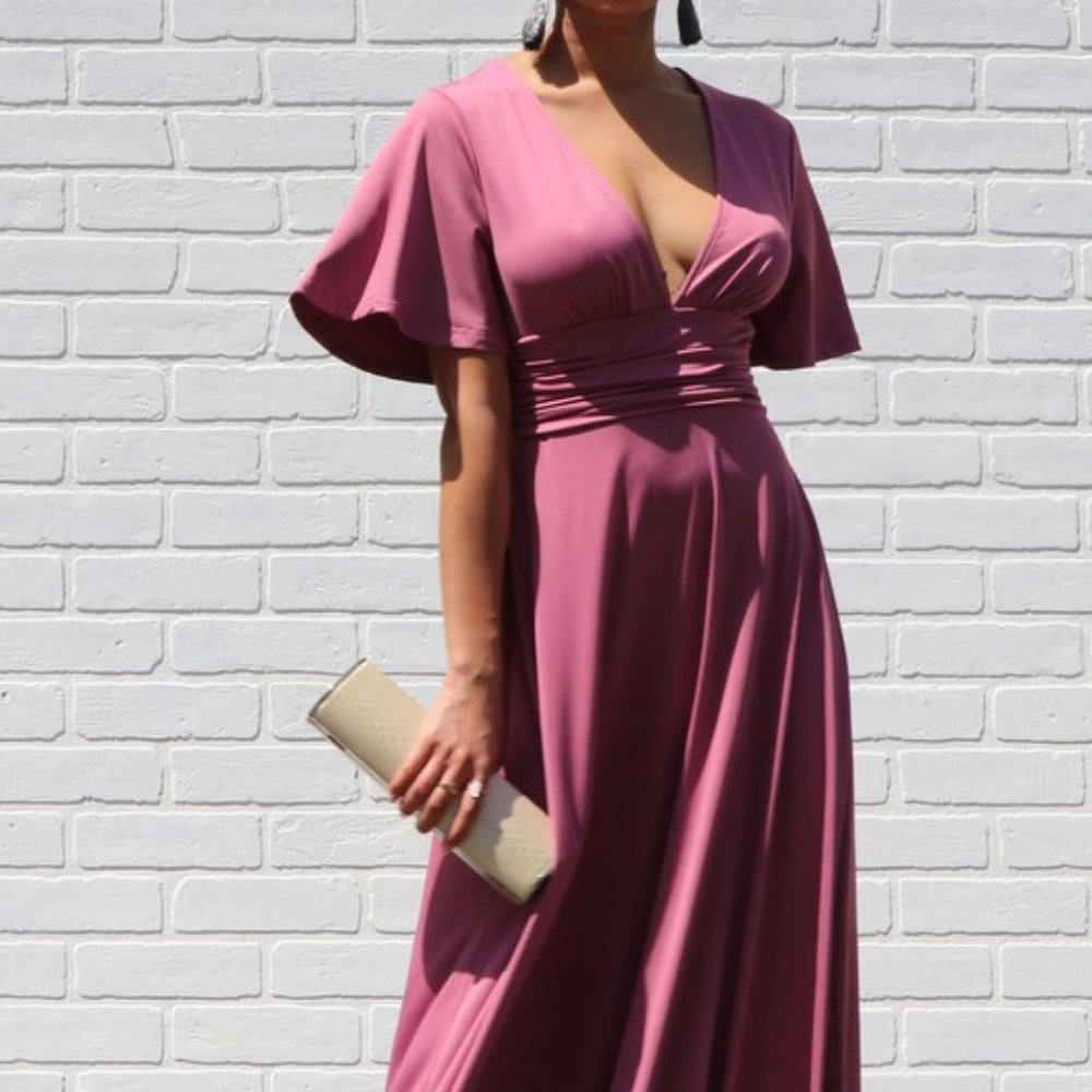Rose Blush Modest Dress,  Fall Wedding Maxi Dress